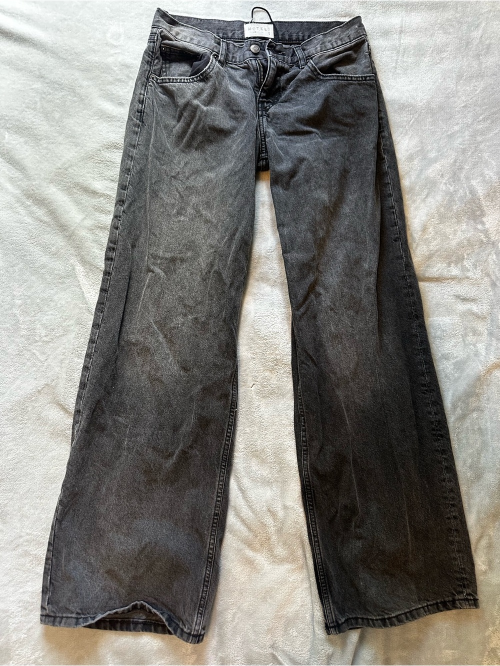 Motel Rocks Faded Black High-Rise Wide Leg Jeans